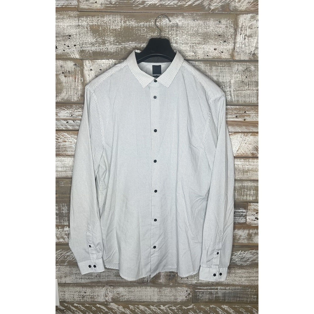 H&M mens slim fit long sleeved pokedote dress shirt XL